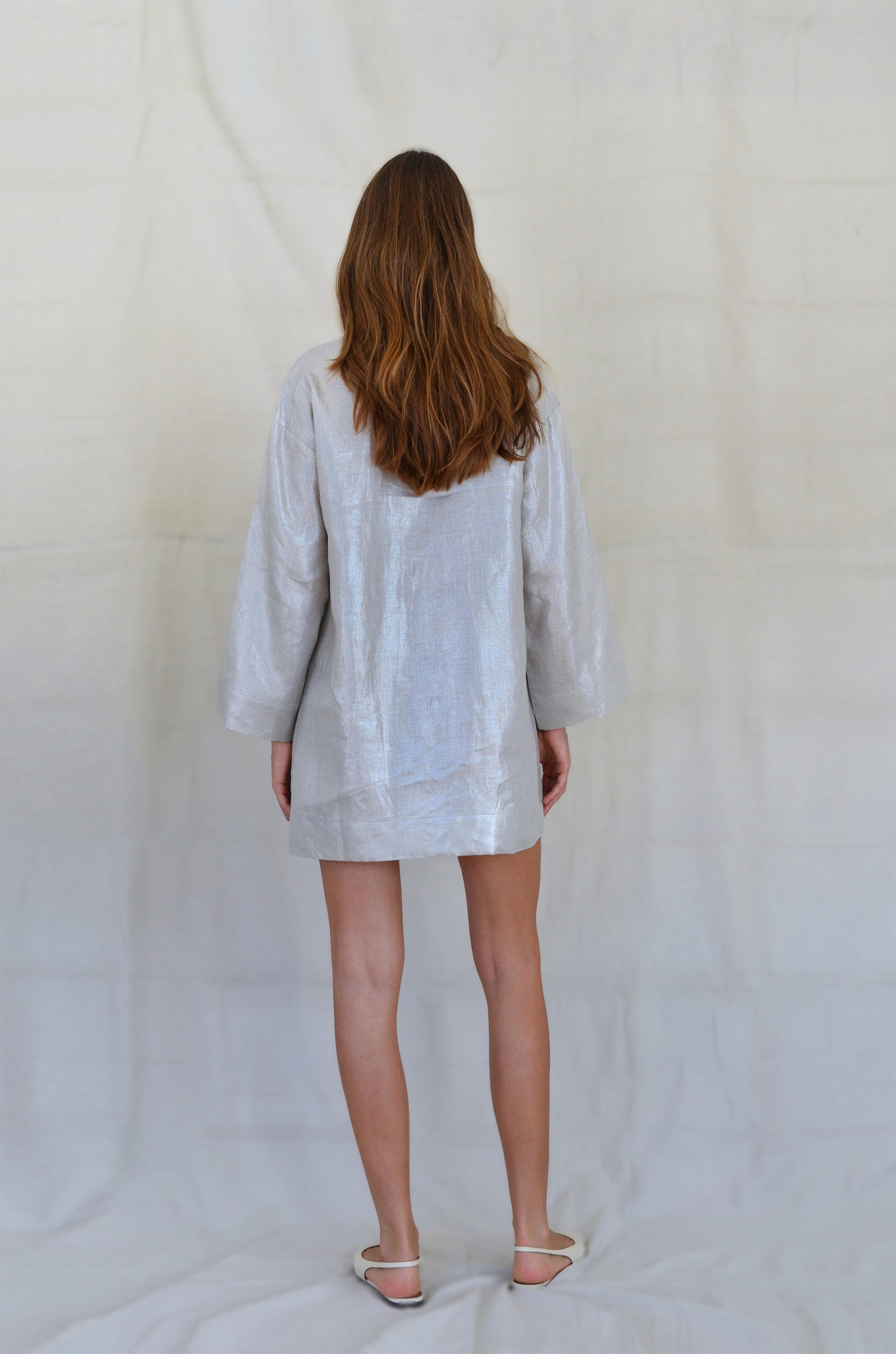 european linen kaftan mini dress Banana Republic Women's Linen Kaftan Mini Dress Campground Green Size M/L